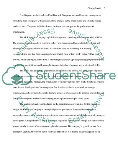 Assignment Topic: Change Model – Initial Application