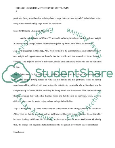 Change using frame theory of Kurt Lewin