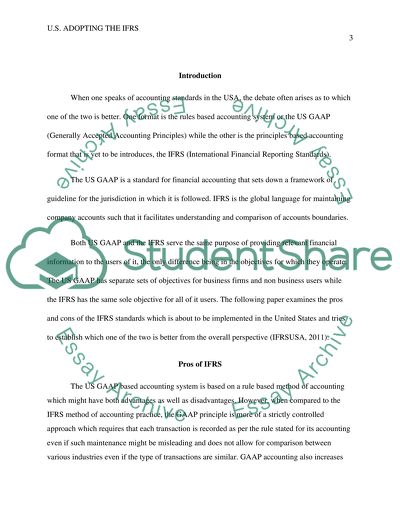 Adopting the International Financial Reporting Standards in the USA