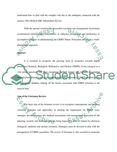 Chemical, Biological, Radiological and Nuclear Terrorism Threat