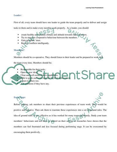 Learning Team Presentation