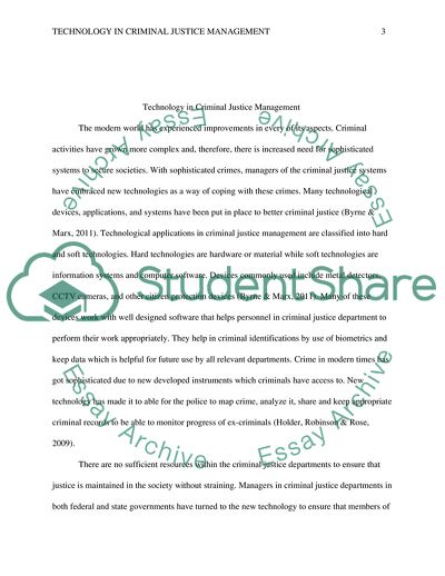 Technology in Criminal Justice Management