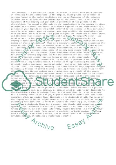 How does stock price and dividends reflect the value of the firm