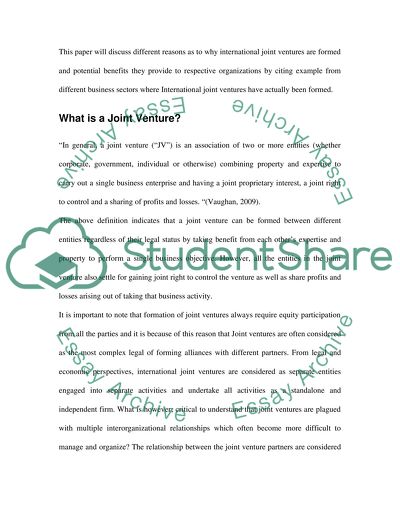 International Joint Venture Arrangements