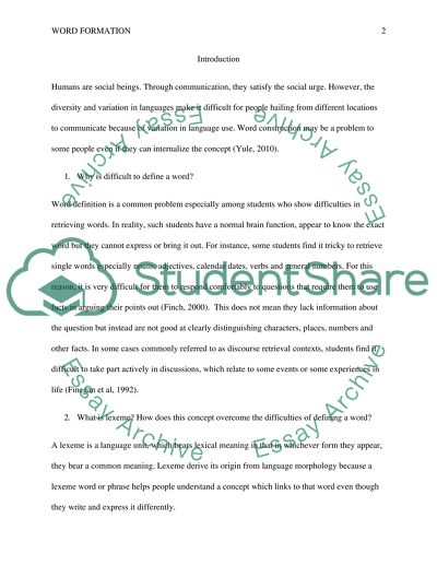 Work shop activity .Words and Words formation