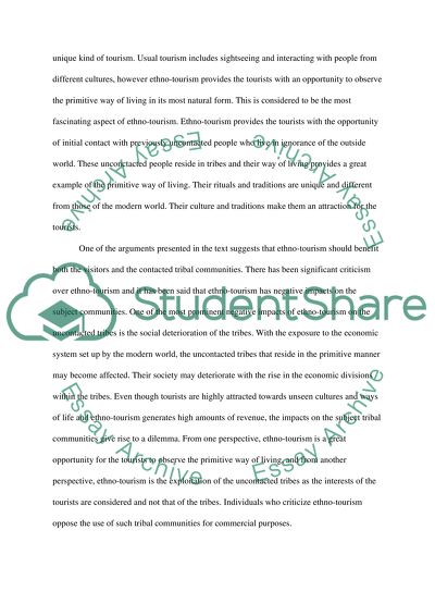 The Ethno-Tourism Industry