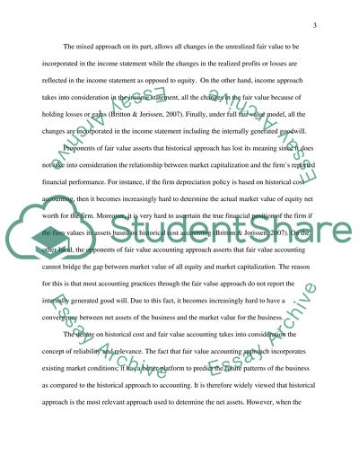 Fair Value and Historical Cost Accounting