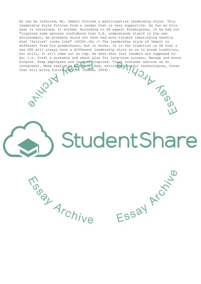 Leadership Style & General Electric