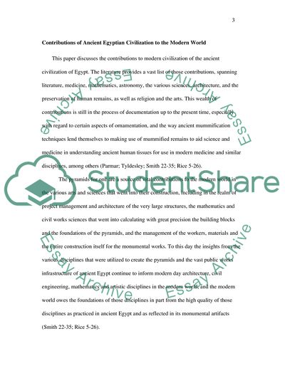 Discuss the contributions of ancient Egyptian civilization to the modern world