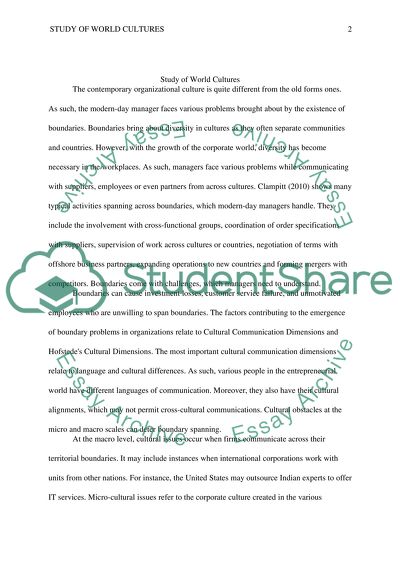 Study of World Cultures