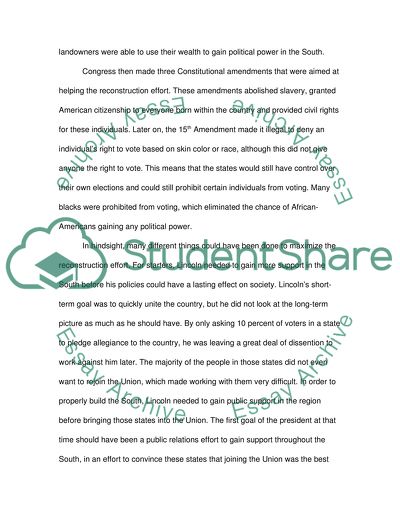 Southern Reconstruction Plans