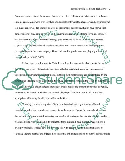 To What Extent are Teenagers Influenced by Popular Music