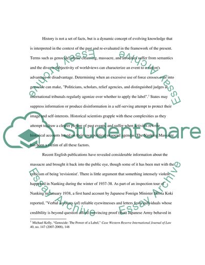 Accuracy of the Nanking Massacre of Critical Importance