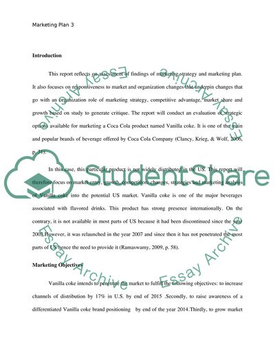 A Marketing Plan for Successful Market Entry of Vanilla Coke