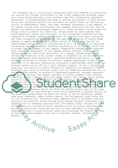 Strategic Plan For Krispy Kreme