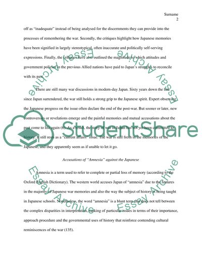 Misrepresenting of Japanese War Memories