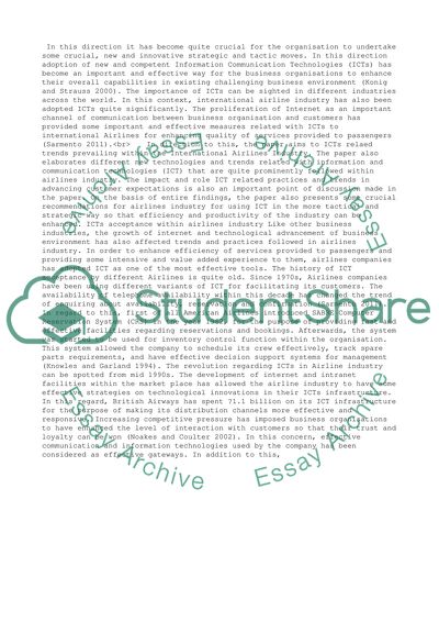 Role Of Icts For Improving Efficiency And Relevance Of Airlines Services For Tourists