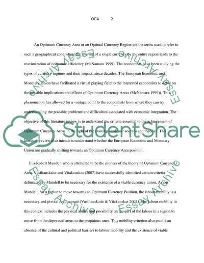 The Concept of an Optimum Currency Area