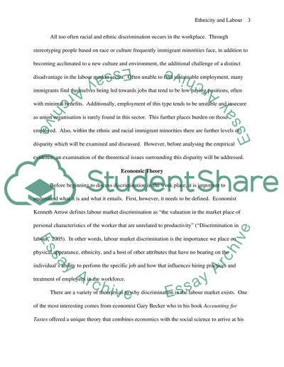 Ethnicity and Labour Market Disparity