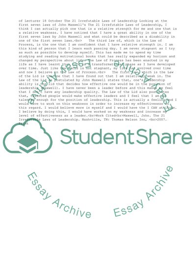 The 21 Irrefutable Laws of Leardeship