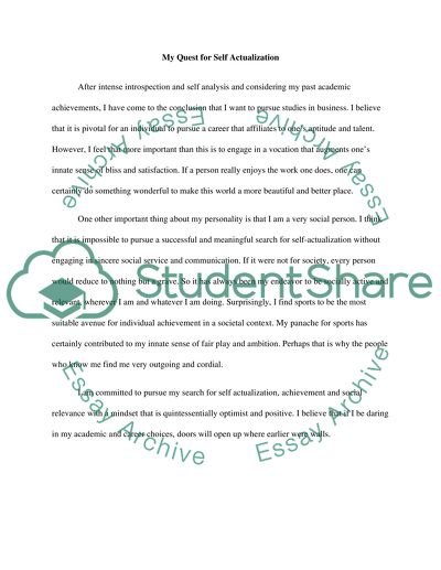 My Quest for Self Actualization