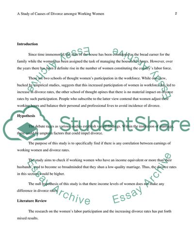 Divorce amongst Working Women