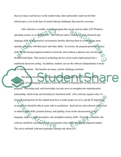 Evaluation of Assistive Technology for Sensory Impairments