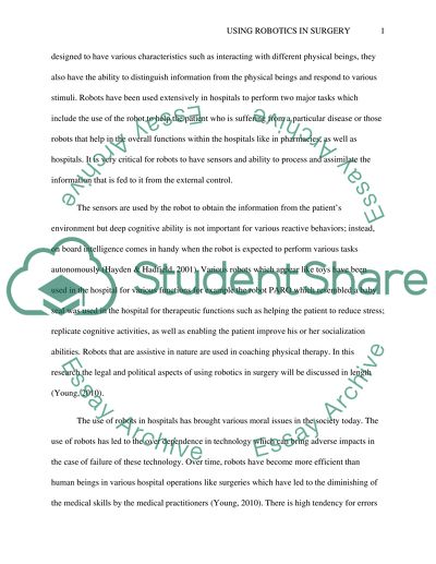 The Legal and Political Aspects of Using Robotics in Surgery