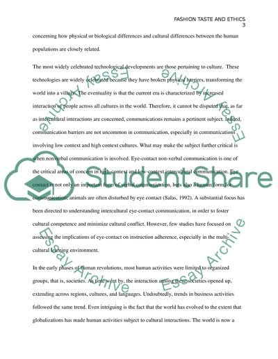 Fashion Taste and Ethics