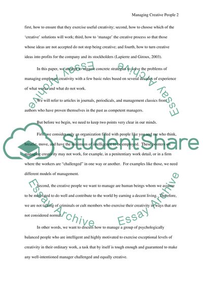 Managing Creative People