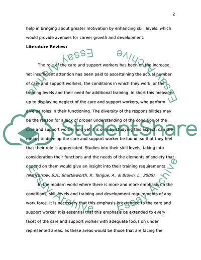 Effectiveness of training and development for care/support workers