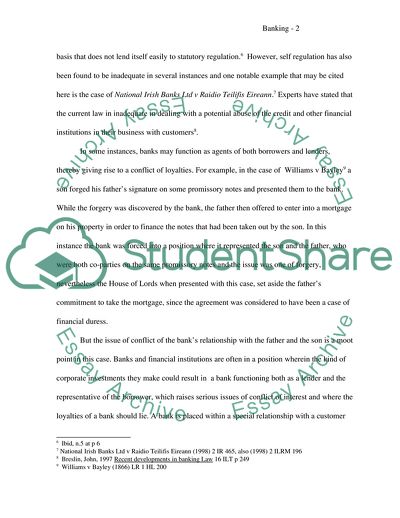 The Fiduciary Duty of a Bank and Banking Law