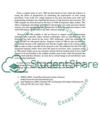 The Compiler as it Pertains to the Visual Basic Programming Language