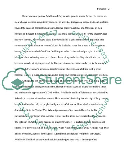 Comparison of the Figure of Achilles with Odysseus and Gilgamesh