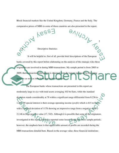 Does Mortgage backed securities reduce bank risks, Evidence from European Market