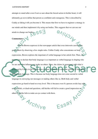 Listening report: Body Language