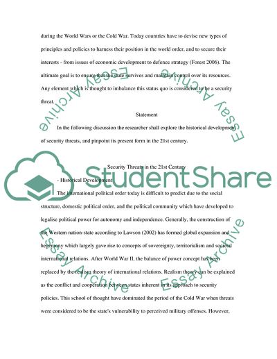 The Greatest Threats to Our Security in the 21st Century