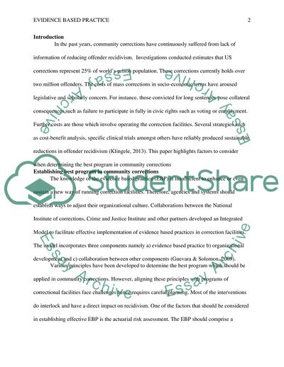 Evidence Based Practice in Community Corrections