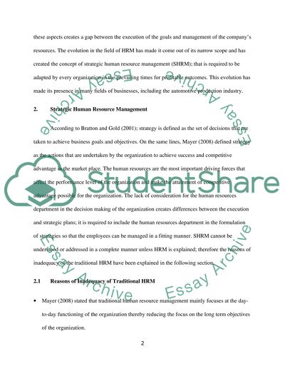 The Strategic Role of Human Resources Management in the Organization