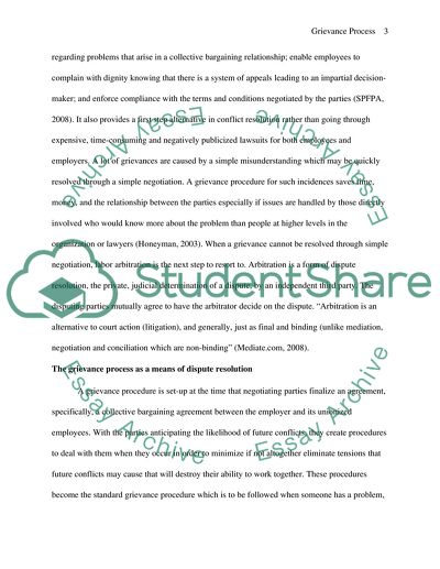 History and Goal of the Grievance Process