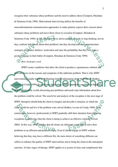 Approaches of Solution Focused Therapy and Motivational Interviewing in the Treatment of Alcoholism