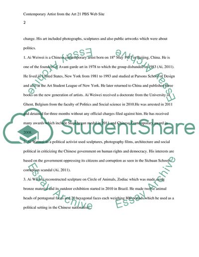 A Contemporary Artist From The Art 21 PBS Web Site