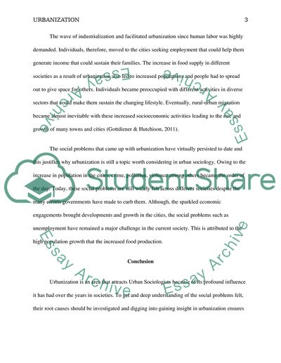 Urbanization and Urban Sociologists