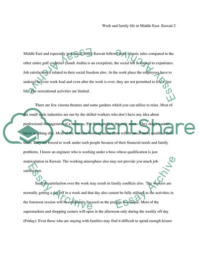 Work-Family Conflict-Related to Job Satisfaction in Middle-east