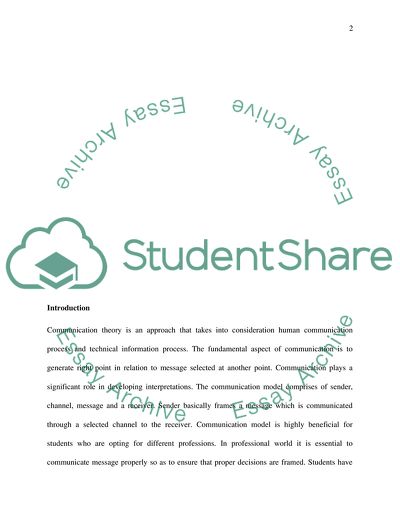 How Communication Theory Would Help Students in Their Respective Future Professional Fields