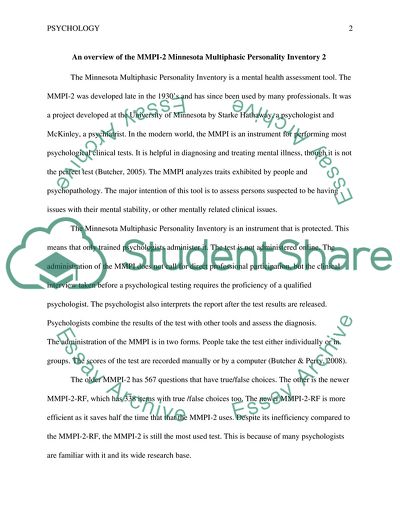 The MMPI-2 Minnesota Multiphasic Personality Inventory