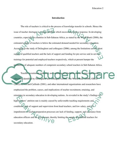 Article Critique: Increasing the Supply of Secondary Teachers