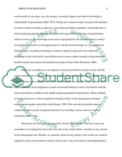 Discussion of the value of research