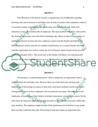 PAC Resources and Downsizing