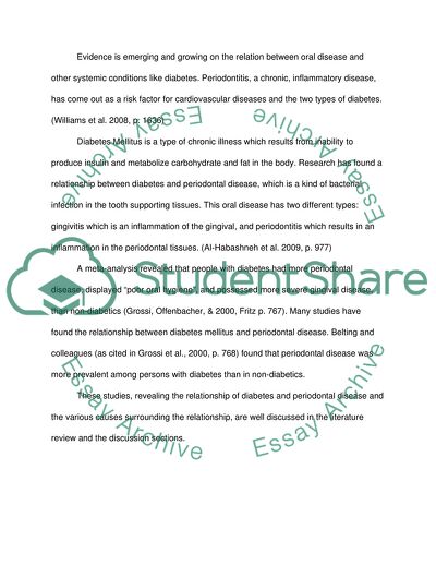 Relationship between Diabetes and Periodontal Disease